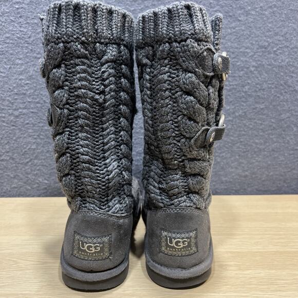 UGG Australia Tularosa Route Cable Knit Sweater Boots Gray Womens Size 6 - Picture 4 of 15